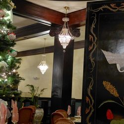 Beautiful chandeliers and classic decor.