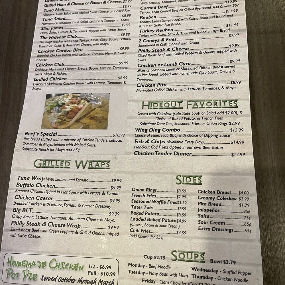 The Hideout - Menu - Sports Bars Near Me - Clawson, Michigan The Hideout - Menu - Sports Bars Near Me - Clawson, Michigan