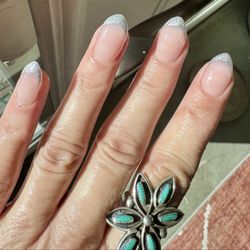 Nail 28 - Pointy, short, French manicured acrylics done by Annie