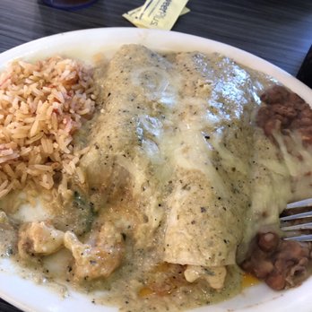 La Casita Olvera - Shrimp enchiladas- very yummy sauce and generous amount of shrimp. Rice and beans were only OK - Mexican Near Me - Foothill Ranch, California La Casita Olvera - Shrimp enchiladas- very yummy sauce and generous amount of shrimp. Rice and beans were only OK - Mexican Near Me - Foothill Ranch, California
