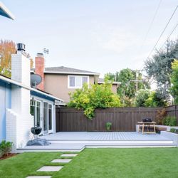 Visionable Landscaping - Deck, Stepping Concrete, Artificial Grass, Floating Bench