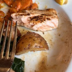 Blue Heron Bistro - Farm raised salmon ...in the height of salmon season in one of the biggest wild salmon bays in the PNW.