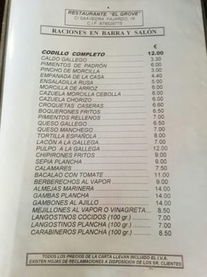 Menu photo 1 El Grove Madrid, M