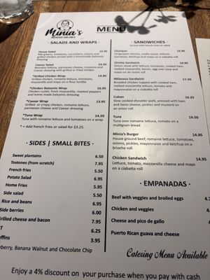 Menu photo 1 Minias Breakfast And Lunch Montclair, NJ