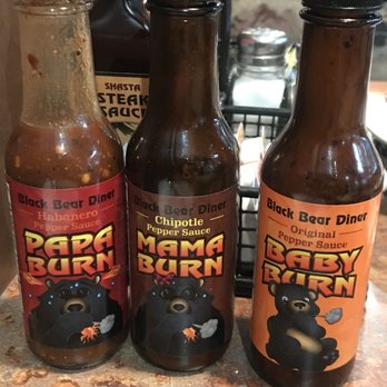 Black Bear Diner Colton - None of these bears, burned too much.  I'm Tabasco gal, but appreciated the opportunity to experience different burn levels - Diners Near Me - Colton, California