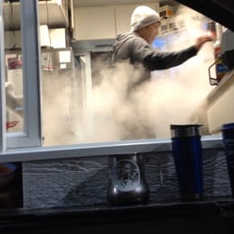 A spectacular dance performance by the Dutch bros baristas. Complete with improvised dog machines and flashing lights.