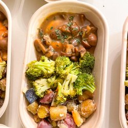 Delivered by Grace - Holistic Meal Prep | Chicken Marsala with grass fed butter fingerling potatoes & seasoned broccoli