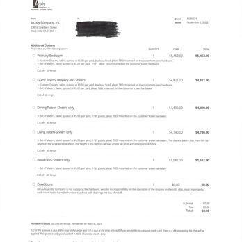 Jacoby Company Inc - Estimate 11-01-2023 - Shades & Blinds Near Me