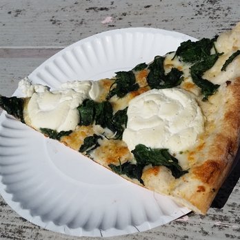 Home Slice Pizza - White pie with spinach - Pizza Near Me - Austin, Texas