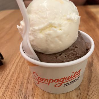 Sampaguita - Choco peanut scoop and sampaguita flavor on top. - Ice Cream & Frozen Yogurt Near Me - Orlando, Florida Sampaguita - Choco peanut scoop and sampaguita flavor on top. - Ice Cream & Frozen Yogurt Near Me - Orlando, Florida