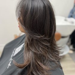 SM Artistry - Haircut with lots of layers, face framing, curtain bangs