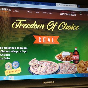 Aleeza’s Pizza - a menu on a computer screen - Pizza Near Me - Toronto, Ontario