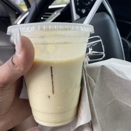 Not even filled to the top and melting, this is supposed to be a "mango" smoothie...mango where?? Not even filled to the top and melting, this is supposed to be a "mango" smoothie...mango where??