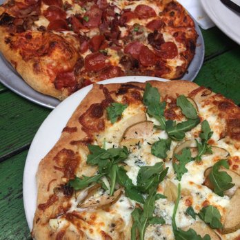 Jupiter - The large eutropia pizza and small seasonal veggie pizza (with pears) - Pizza Near Me - Berkeley, California Jupiter - The large eutropia pizza and small seasonal veggie pizza (with pears) - Pizza Near Me - Berkeley, California
