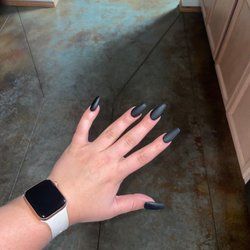 Star Nails - Black matte narrow coffin nails :)