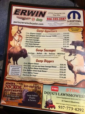 Menu photo 2 Buffalo Jack's Covington, OH