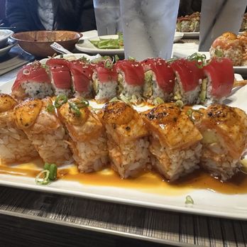 Sushi Joint - Ordered the Norwalk Roll (top) and Salmon Aburi roll (bottom) - Sushi Bars Near Me - Norwalk, California Sushi Joint - Ordered the Norwalk Roll (top) and Salmon Aburi roll (bottom) - Sushi Bars Near Me - Norwalk, California
