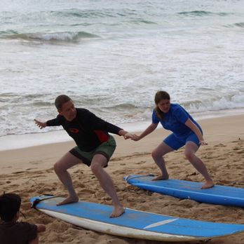 Mikes Surf School - Mike's Surf School lesson on the beach - Surf Schools Near Me - Kahuku, Hawaii Mikes Surf School - Mike's Surf School lesson on the beach - Surf Schools Near Me - Kahuku, Hawaii