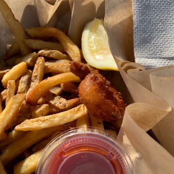 The Birds Cafe - Prawn and chips - Seafood Near Me - Bodega Bay, California