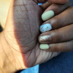 Pamper Nail Spa - Simple gel manicure.  Love the matte yellow