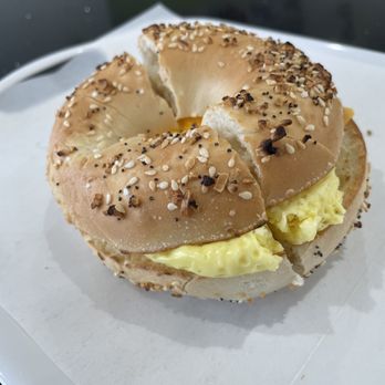 5 Star Bagelry - "The works" (everything) bagel with egg n cheese - Bagels Near Me - Orange, California