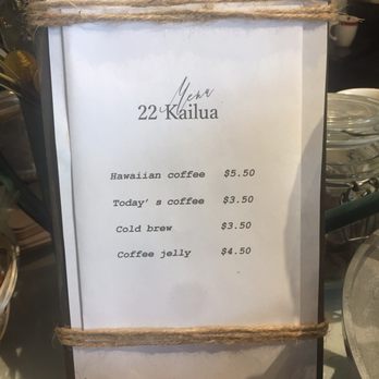 22Kailua - 4 items offered. Bummed since there was no coffee jelly!  It's not a drink but a jello type. - Breakfast & Brunch Near Me - Kailua, Hawaii