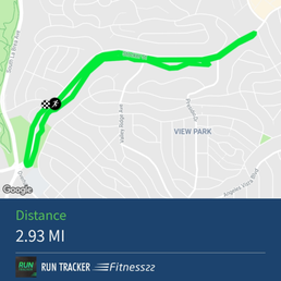 Almost 3-mile round trip, up and back.