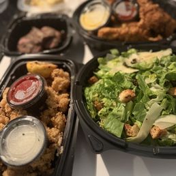 Calamari Chimichurri Steak Tips* Caesar salad Salad Chimichurri Steak Tips* Chicken strips Calamari Chimichurri Steak Tips* Caesar salad Salad Chimichurri Steak Tips* Chicken strips