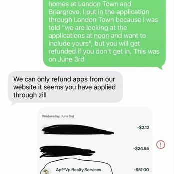 VP Realty Services - This is the messaging, and you can see I am now blocked, that's why the next message wouldn't send - Property Management Near Me