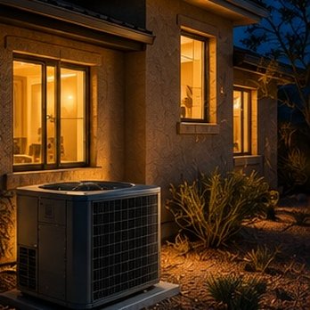 Gladiate Air Conditioning & Heating - Residential outdoor air conditioning system at night, representing urgent HVAC and cooling service needs for Phoenix-area hom... - Heating & Air Conditioning/HVAC Near Me - Phoenix, Arizona Gladiate Air Conditioning & Heating - Residential outdoor air conditioning system at night, representing urgent HVAC and cooling service needs for Phoenix-area hom... - Heating & Air Conditioning/HVAC Near Me - Phoenix, Arizona