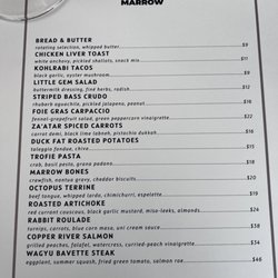 Marrow - Menu June 2023