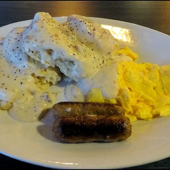 Hot off the Griddle - From the "2, Two, Too" section of the breakfast menu, I went with sausage, scrambled eggs and biscuits and gravy.  Delicious! - Breakfast & Brunch Near Me - Rocklin, California