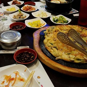 Yet Tuh - Seafood pancake, assortment of banchan, and bibimbap. - Korean Near Me - Doraville, Georgia Yet Tuh - Seafood pancake, assortment of banchan, and bibimbap. - Korean Near Me - Doraville, Georgia