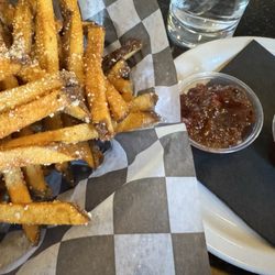 Enbar - Enbar fries with habanero bacon jam and bbq sauce