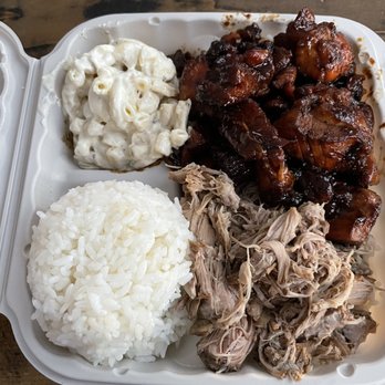 Hawaiian Bros Island Grill - Mixed plate. Kilauea chicken, Luau piggy, and mac. - Hawaiian Near Me - Chicago, Illinois