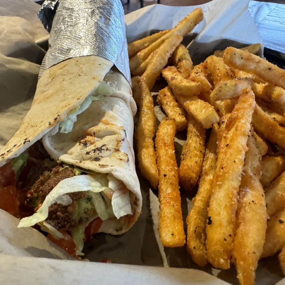 Laziza Mediterranean Grill - Evans  - Falafel Wrap and French Fries - Middle Eastern Near Me - Evans, Georgia