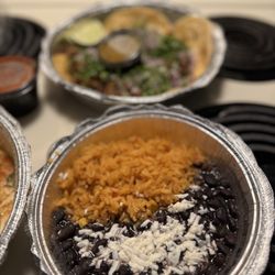 Plaza Grande Cocina Mexicana & Cantina - Side of rice and black beans came with the tacos