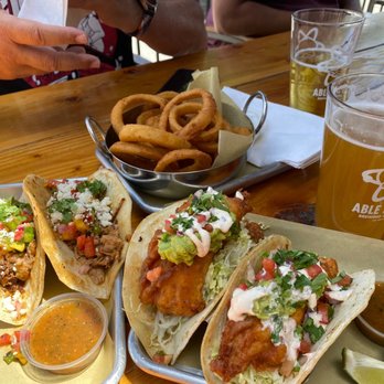 Able Baker Brewing - Fish & pork belly tacos, onion rings, el Pato Loco citrus and Mango calutron girl pints - Brewpubs Near Me - Las Vegas, Nevada