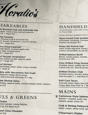 Menu photo 1 Horatio's San Leandro, CA