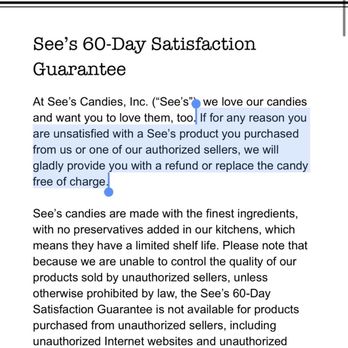 See's Candies - 60 day satisfaction guarantee - Chocolatiers & Shops Near Me - Pleasant Hill, California See's Candies - 60 day satisfaction guarantee - Chocolatiers & Shops Near Me - Pleasant Hill, California