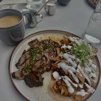 Eggy’s Neighborhood Kitchen - Chilaquiles Rojos with Stake. - Breakfast & Brunch Near Me - Berkeley, California Eggy’s Neighborhood Kitchen - Chilaquiles Rojos with Stake. - Breakfast & Brunch Near Me - Berkeley, California