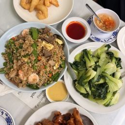 House Fried Rice, Fried Shrimp, Kung Pao, Baby Bok Choy