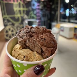 a hand holding a cup of ice cream