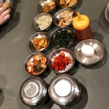 Tofu Plus - 12 kinds of banchan (side dishes) + 2 soups & rice (shared amongst 3) - Korean Near Me - Cupertino, California Tofu Plus - 12 kinds of banchan (side dishes) + 2 soups & rice (shared amongst 3) - Korean Near Me - Cupertino, California