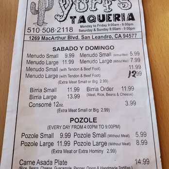Yuri’s Taqueria - Tacos Near Me - San Leandro, California