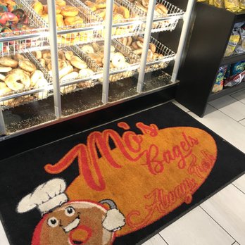 Mo's Bagels - Front with lots of bagel selection - Cafes Near Me - Greenlawn, New York