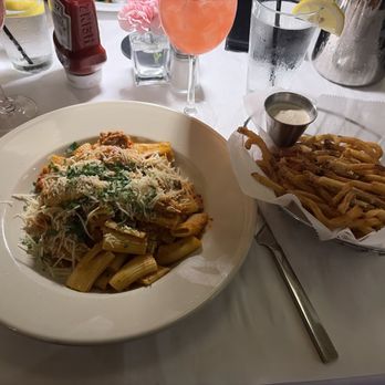 Red Stripe - Rigatoni Bolognese& side of fries - Breakfast & Brunch Near Me - Providence, Rhode Island