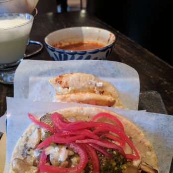 Oyamel - Bongos con crema taco and pescada Baja California taco. Bongos was better. - Mexican Near Me - Washington, DC, District of Columbia Oyamel - Bongos con crema taco and pescada Baja California taco. Bongos was better. - Mexican Near Me - Washington, DC, District of Columbia