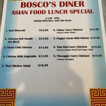 Bosco's Diner - Lunch special menu - American Near Me - Victorville, California