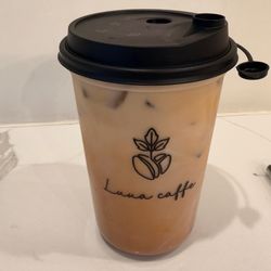 Iced pistachio latte with oat milk